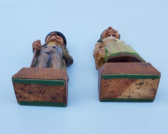 Vintage Anri Style German Black Forest Hand Carved Man and Woman