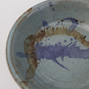 Betty and Nelson Mears Northwest Studio Pottery Bowl - Flaring Rim Design - Flung Glaze Technique - Tacoma WA Artist Potters - 9"