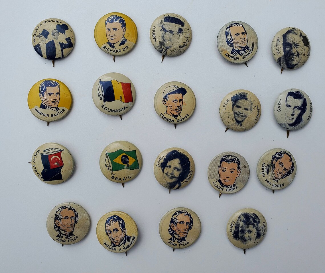 1930's Cracker Jack Novelty Pin Collection Clark Gable | Etsy