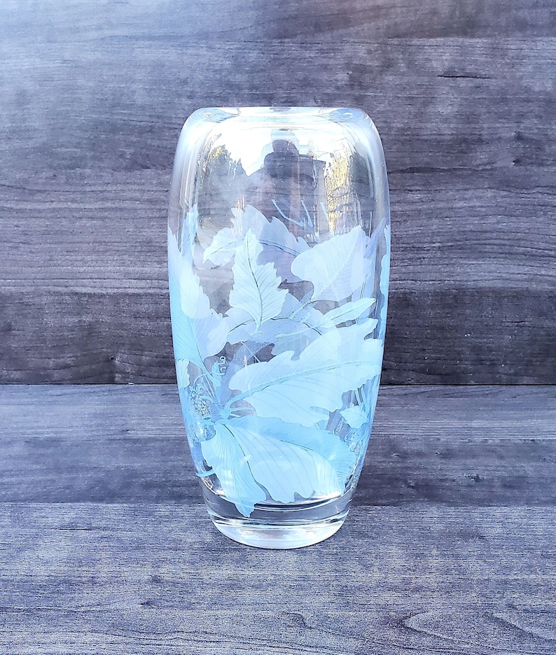 Rosenthal Crystal Vase Studio Linie Floral and Frosted Leaf Etsy
