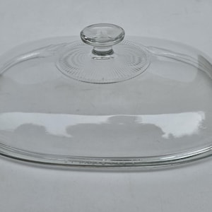Pyrex Tempered Glass Oval Replacement Lid - F 14 C - Rounded Rectangle 4 Qt Casserole Dish Lid - Pyrex Corning Ware - 12.5"