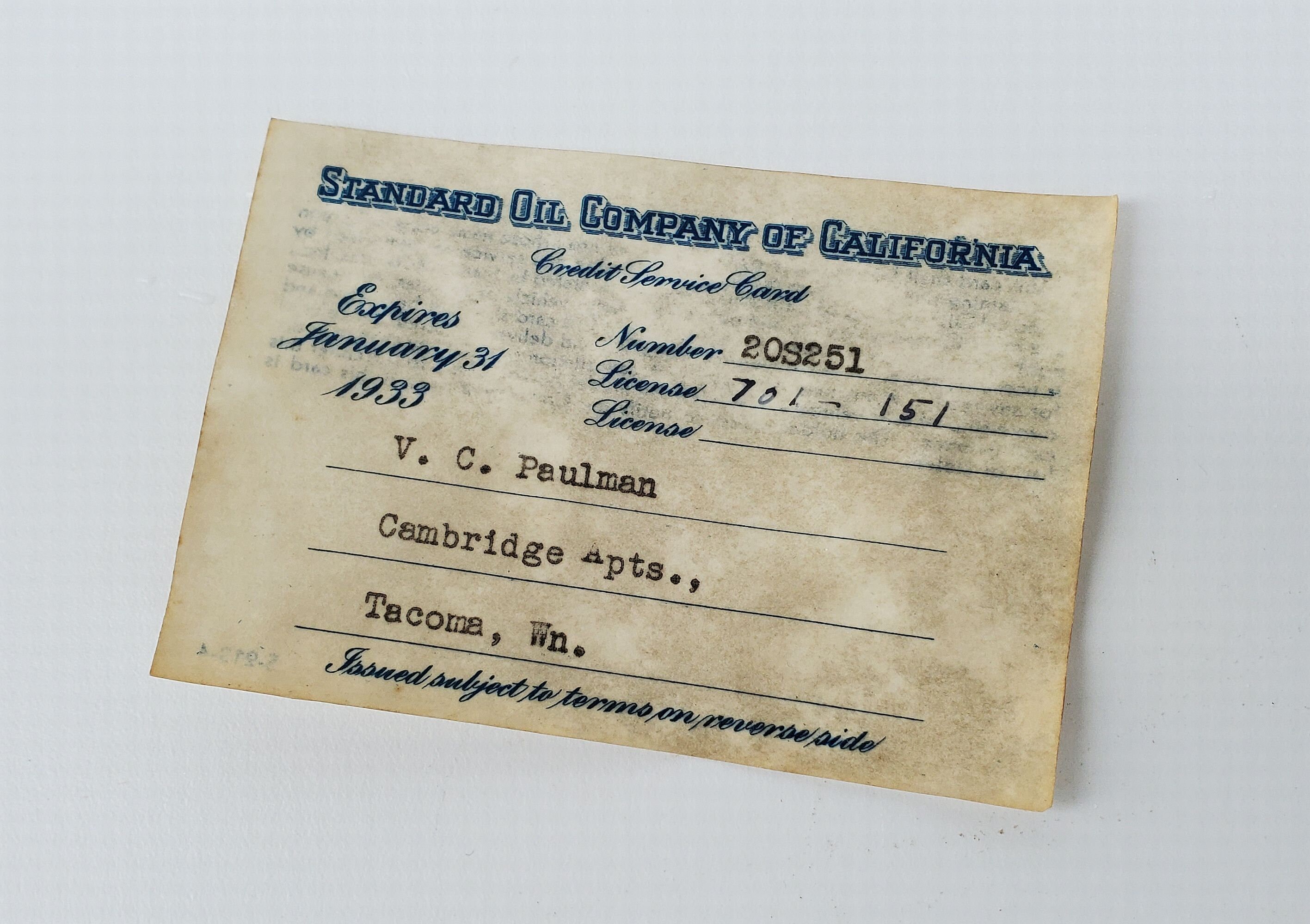 Early Standard Oil Credit Service Card 19321933 Etsy