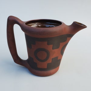 Clifton Indian Ware Art Pottery Pitcher - Geometric Indian Design - Shape 274 - 1906-1911 Era - Clifton New Jersey Pottery - Stamped Mark