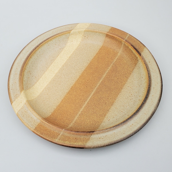 Fabrik Dinnerware Foxfire Pattern - Dinner Plate - Jim McBride - Striped Pattern - Natural Glaze Tones - MCM Seattle Dinnerware - 10.75"