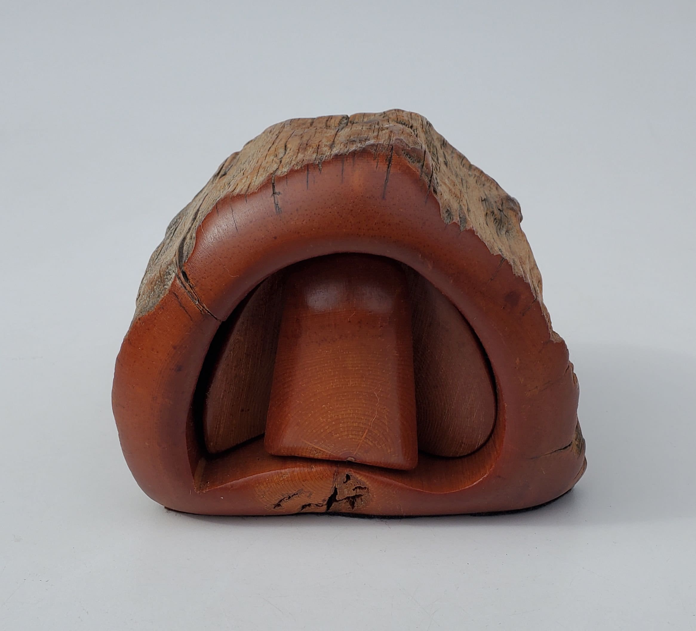 ハンドクラフト　置物　vintage Vintage Spancraft Wooden Jewelry Hand Turned Wooden Log Trinket