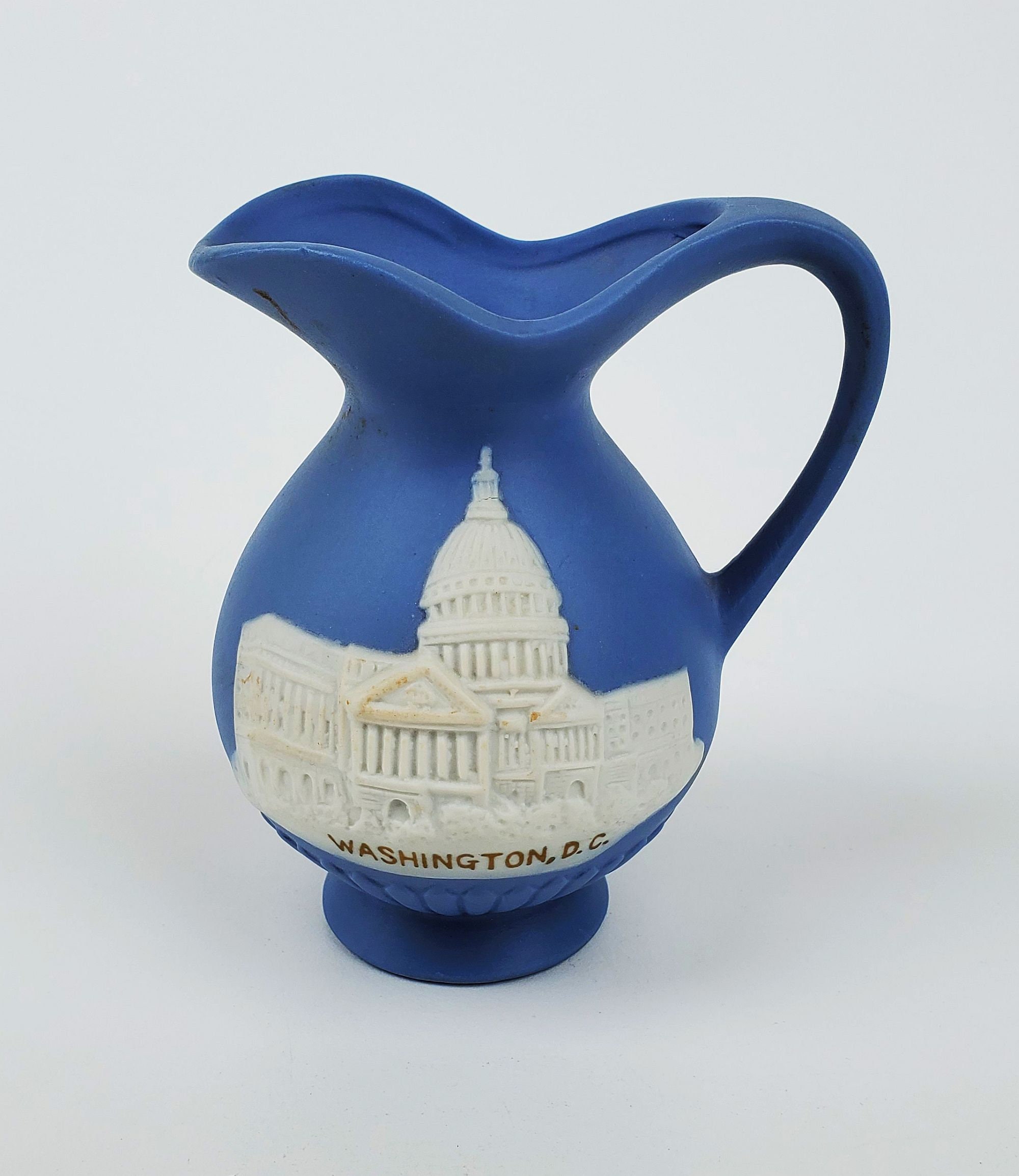 Old Blue Castle日本製ブルーアンドホワイトのテーブルウェアシリーズ Washington DC White House Capital Building Vintage Jasperware Blue