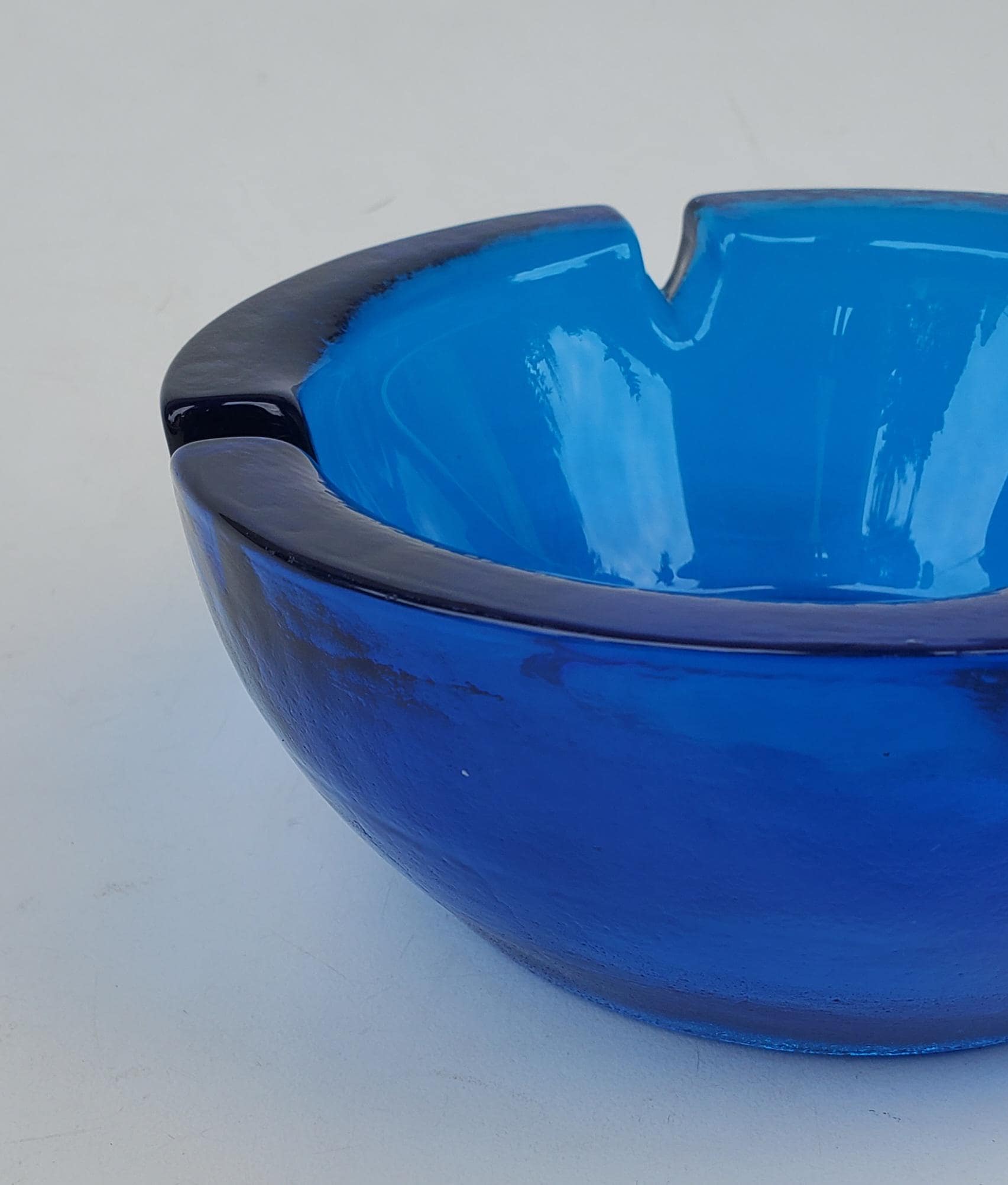 Blenko Art Glass Turquoise Blue Cereal Bowl Style Ashtray - Wayne