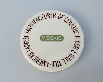 Vintage Mosaic Tile Company Advertising Paperweight - Round Ceramic Floor And Wall Tile - All Original - 3"