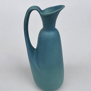 Van Briggle Art Pottery Pitcher - Blue Turquoise Ming Glaze - Colorado Springs Pottery - 9"