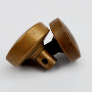 Antique Brass Door Knob Set - Matching Pair Of Door Knobs - Smooth Round Design - Slot For Center Shaft - 2.125&quot; Wide