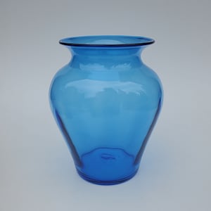 Blenko Art Glass - Large Blue 827M Vase - Round Vase Form With Flaring Rim - 11.75&quot; - Mid Century Style Glass Vase