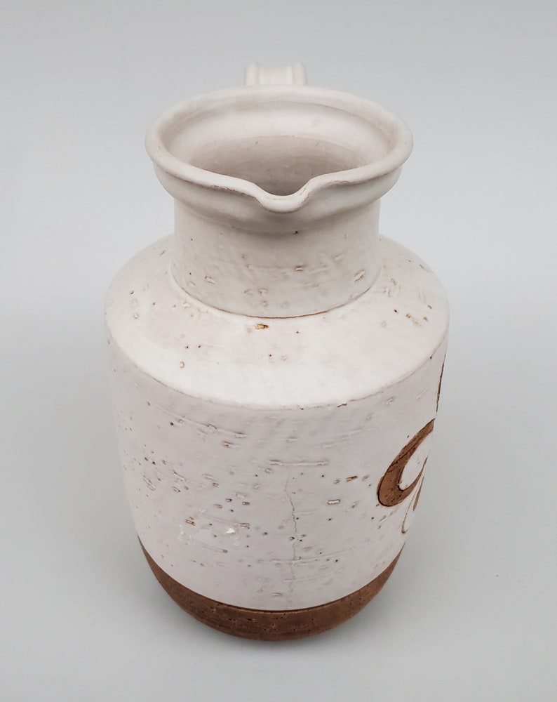 Vintage Italian Art Pottery Pitcher - Carved Mid Century Style Carved ...