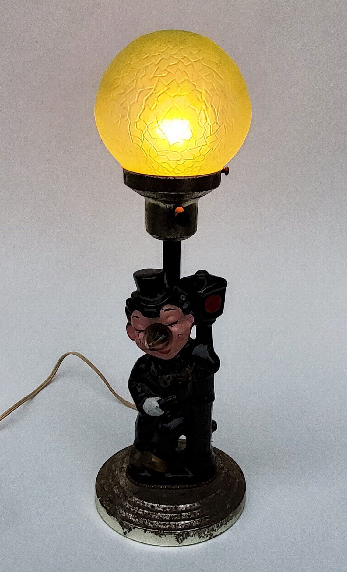 Vintage Bar is Open Table Lamp Man in Top Hat on Lamp Post Etsy