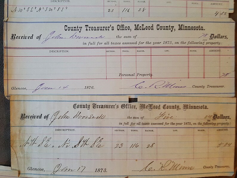 Mcleod County Minnesota Treasurers Office Tax Receipts From Etsy