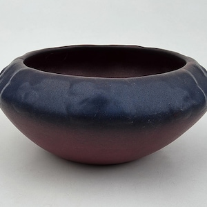 Van Briggle Pottery Art Pottery Bowl - Square Floral Design On Rim - Mulberry Glaze - 1922-1926 USA Mark - Colorado Pottery - 6.75"