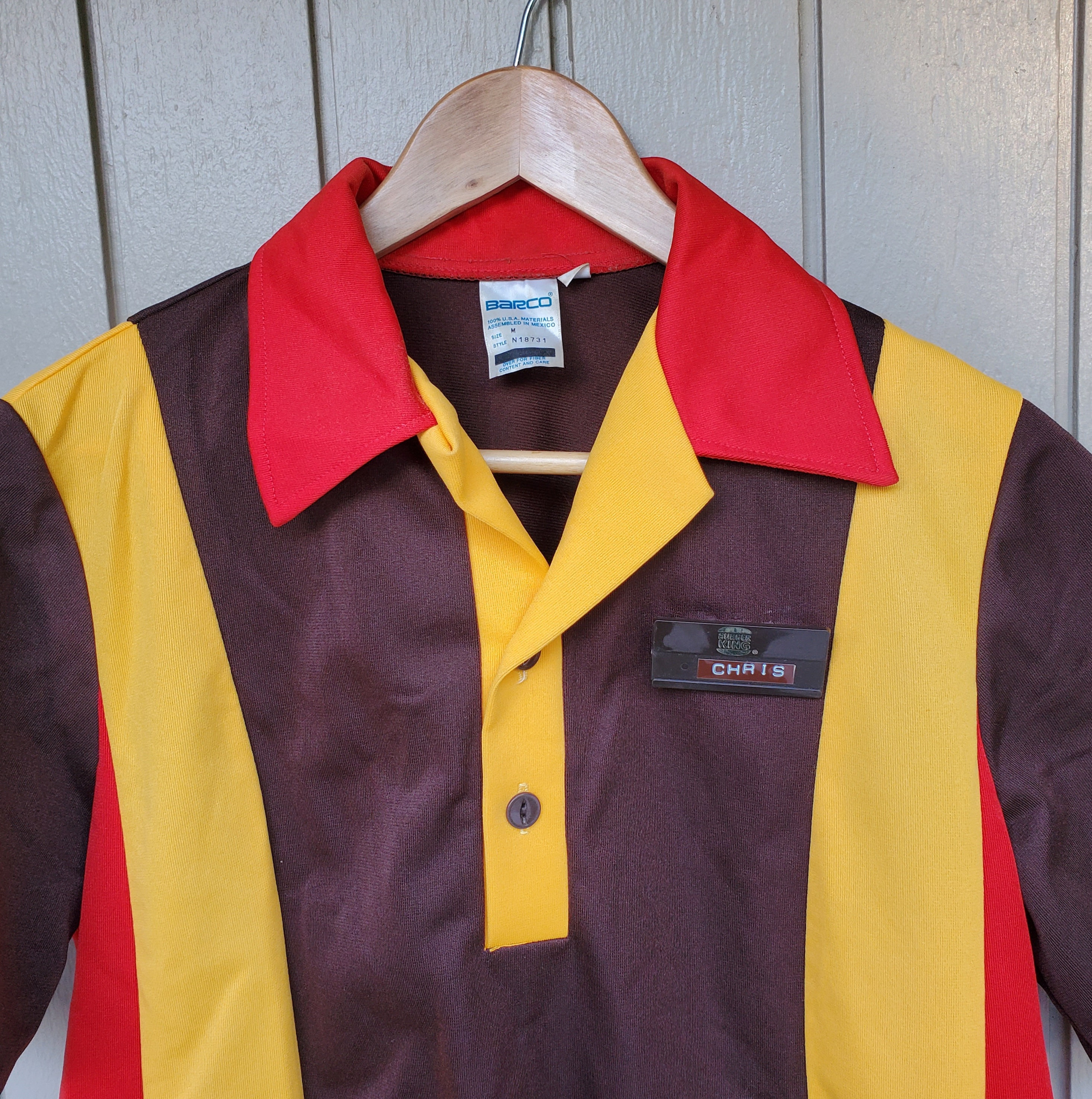 80s Burger King ユニフォーム ポロシャツ M Buy 1980's NW Burger King Restaurant Uniform + Hat + Name Tag