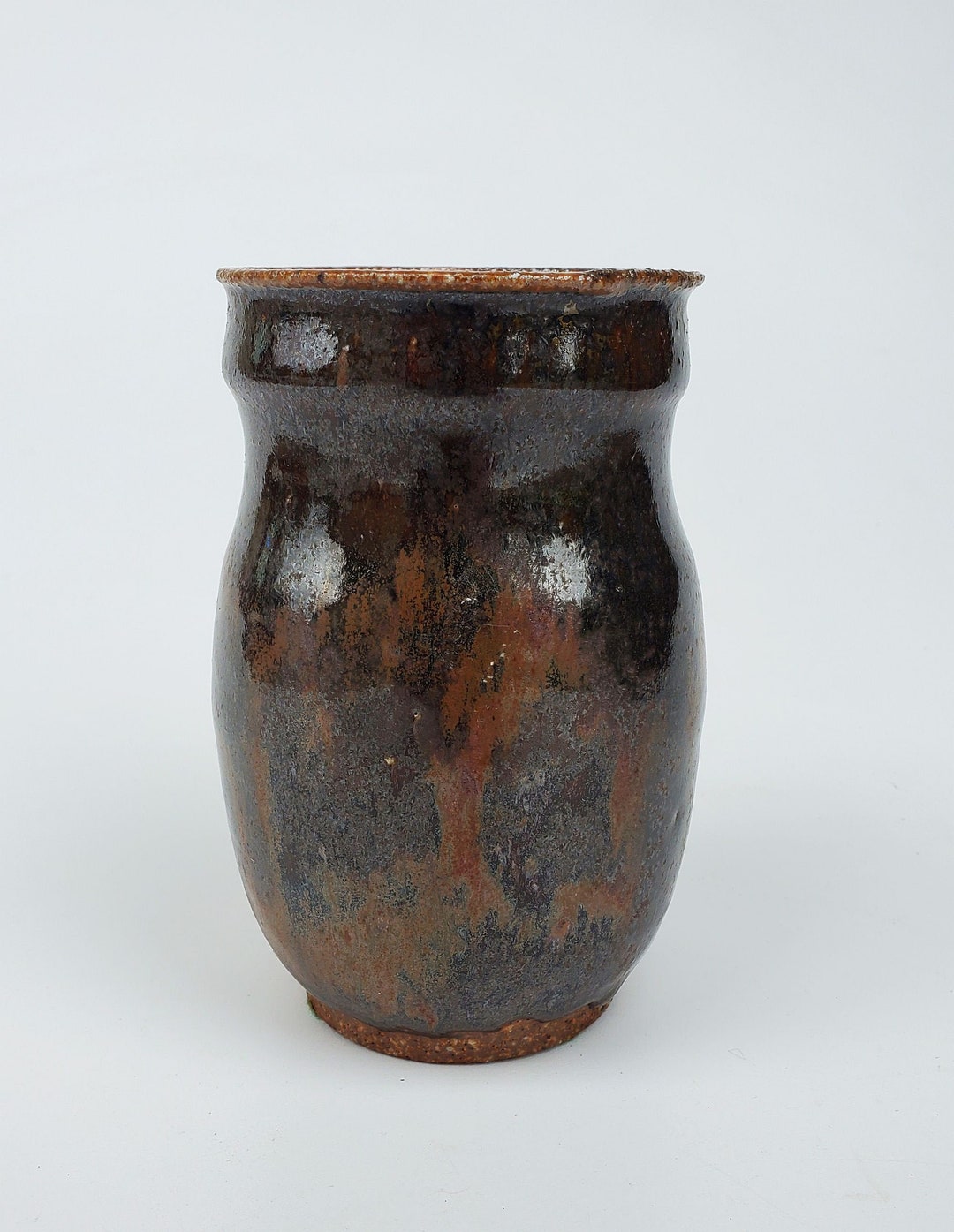 Betty and Nelson Mears Tenmoku Brown Drip Glaze Studio Pottery Vase ...
