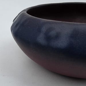 Van Briggle Pottery Art Pottery Bowl - Square Floral Design On Rim - Mulberry Glaze - 1922-1926 USA Mark - Colorado Pottery - 6.75"