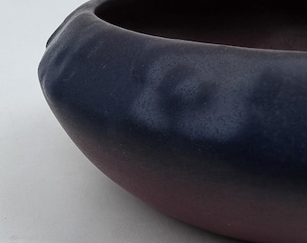 Van Briggle Pottery Art Pottery Bowl - Square Floral Design On Rim - Mulberry Glaze - 1922-1926 USA Mark - Colorado Pottery - 6.75"