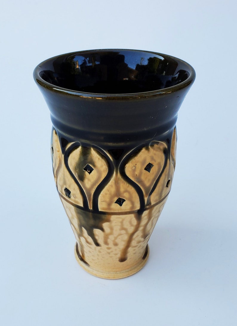 Ira Jon Burhans Hand Carved Studio Pottery Vase Unique Drip - Etsy