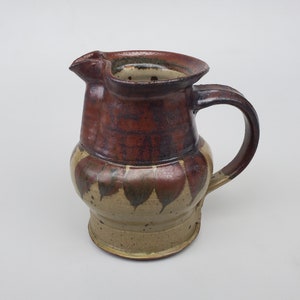 Eric Nortstad Studio Pottery Pitcher  - Hand Decorated Leaf Design - Listed California Studio Potter - 6&quot; Milk Pitcher