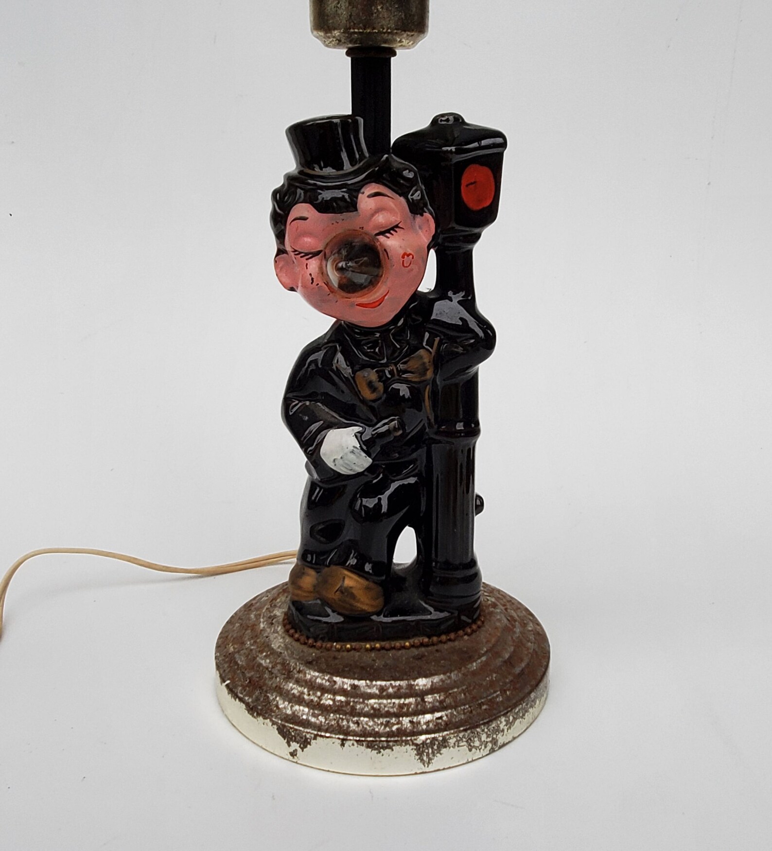 Vintage Bar is Open Table Lamp Man in Top Hat on Lamp Post Etsy