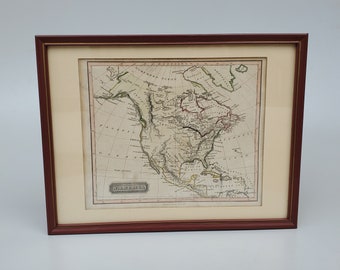 1817 Map of North America From Ewing's New General Atlas - Published By Oliver And Boyd - Color Outlines - Indian Territory - Framed