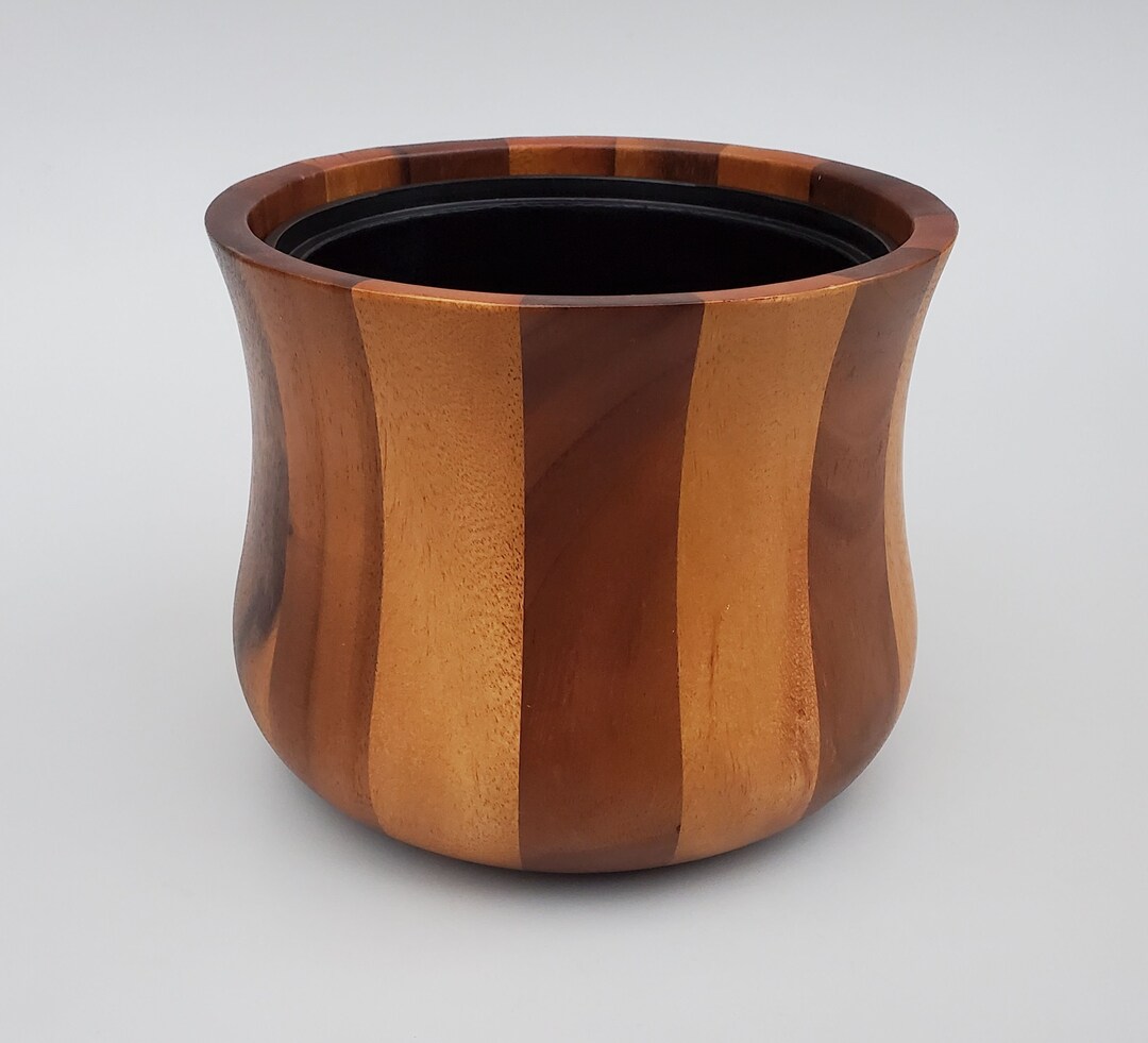 Nambe Nara Wooden Ice Bucket With Black Plastic Liner Etsy