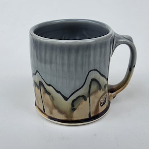 Ryan Mitchell Gangbusters Pottery Mug - Bozeman Montana Potter - Scenic Mountain Design - THH Logo - 3.625"