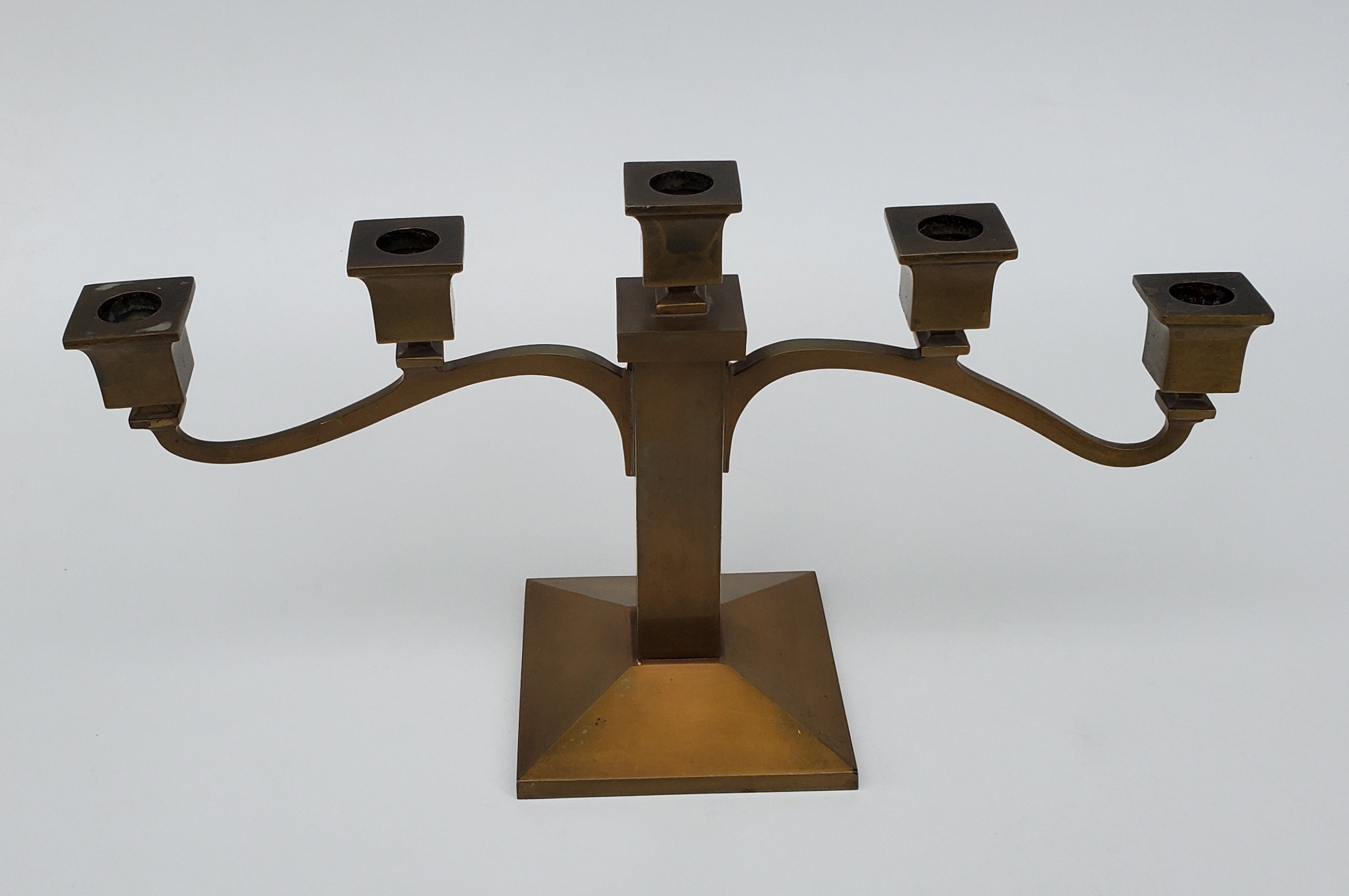 Antique Bradley And Hubbard 5 Socket Brass Candelabra - Arts and Crafts Era - Shape 205 - 16"