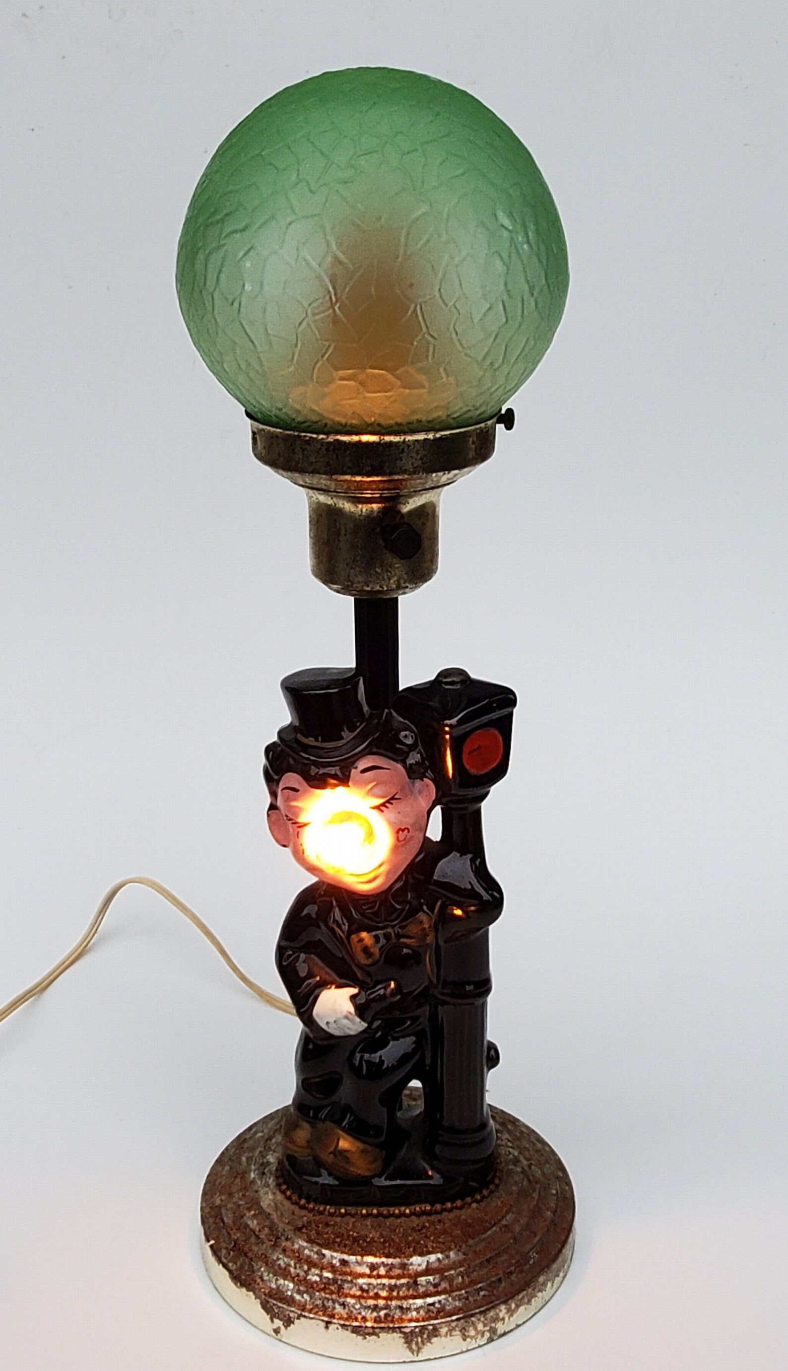 Vintage Bar is Open Table Lamp Man in Top Hat on Lamp Post Etsy