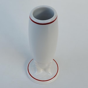 Fiesta Christmas Holiday Flower Bud Vase Holly and Ribbon Go Along - White With Scarlet Red Band - Retired - Homer Laughlin Company - 6&quot;