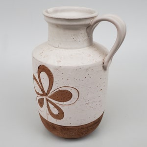 Vintage Italian Art Pottery Pitcher - Carved Mid Century Style Carved ...