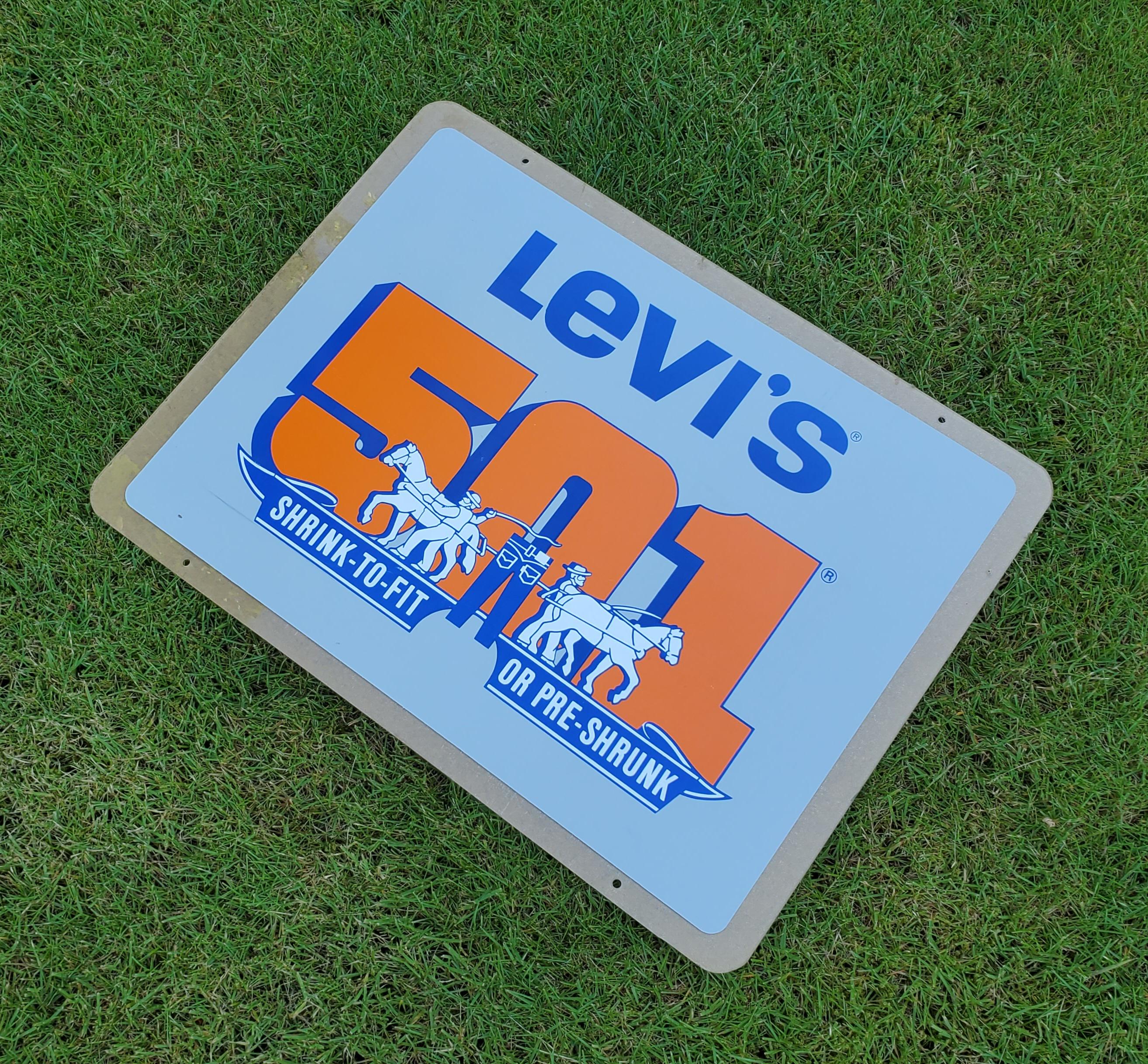 Big Vintage Levi's 501 Denim Jeans Double Sided Store Display Sign