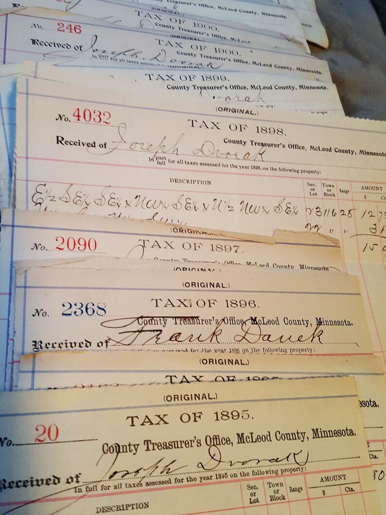 Mcleod County Minnesota Treasurers Office Tax Receipts From Etsy