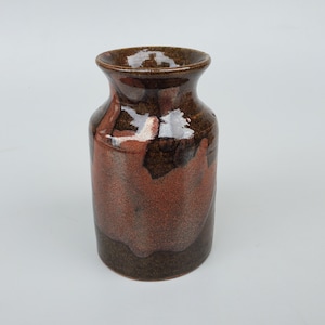 Betty And Nelson Mears Northwest Studio Pottery Vase - Hand Decorated Copper Flung Glaze - Tacoma Washington NW Studio Pottery - MCM - 6"