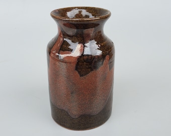 Betty And Nelson Mears Northwest Studio Pottery Vase - Hand Decorated Copper Flung Glaze - Tacoma Washington NW Studio Pottery - MCM - 6&quot;