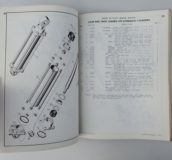 1963 Case Model 310 Utility Crawler Tractor Parts List