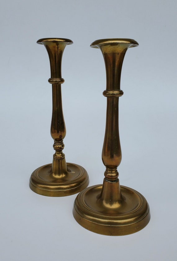 Pair of English 18th century Brass chamberstick fancy unusual