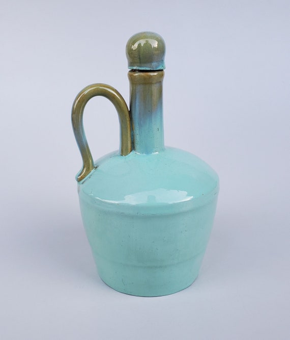 Green Fulper Pottery Vase with Darker Flambe on Light Green Field Green Fulper Pottery Vase with Darker Flambe on Light Green Field