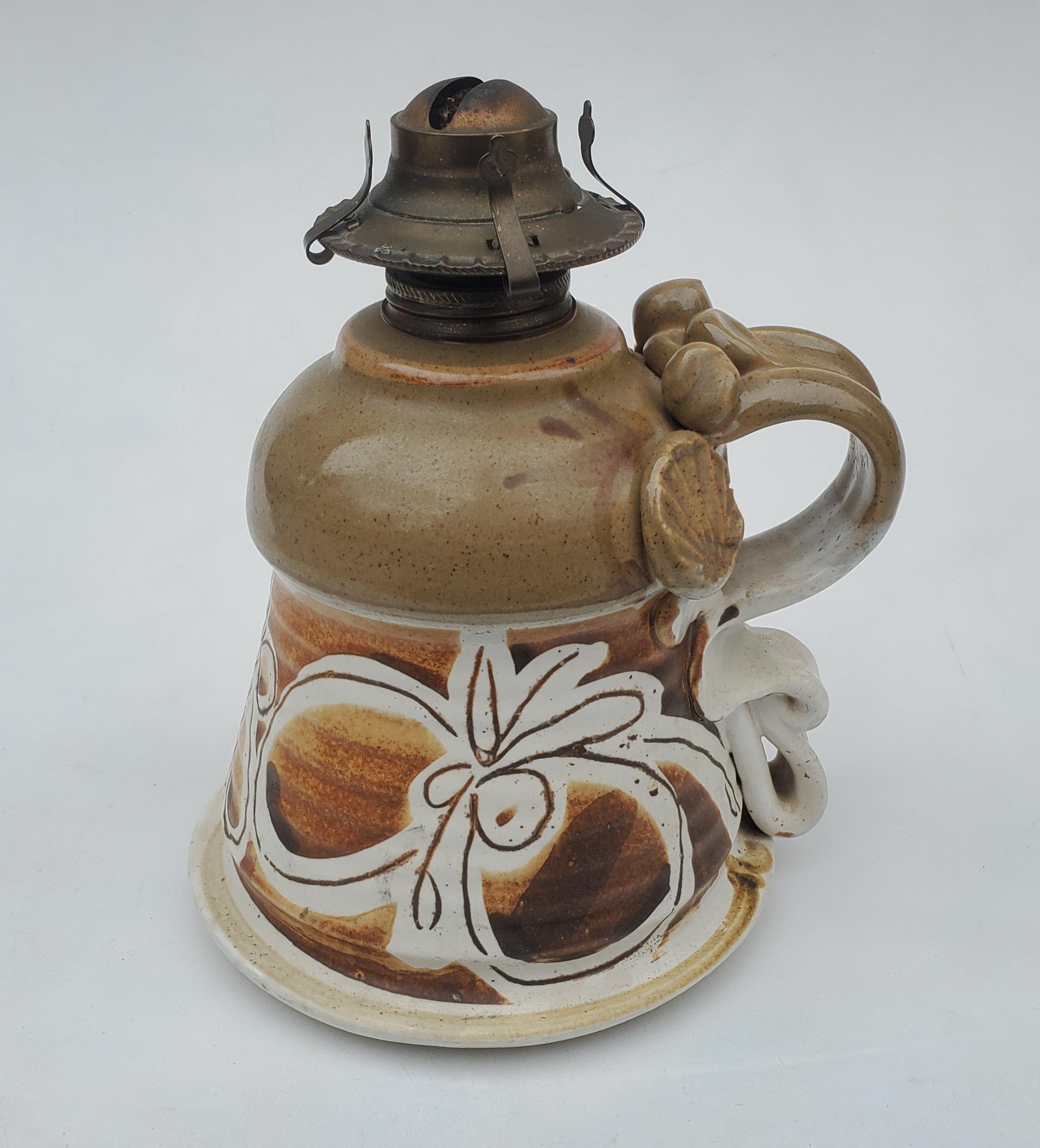 John Rich California Studio Pottery Oil Lamp - Thick Strap Handle