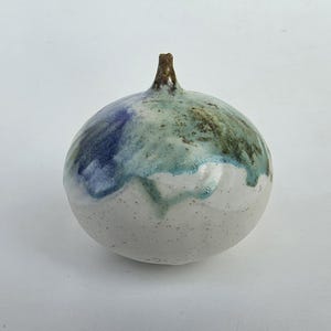 David Campiche Northwest Studio Pottery Weed Pot Rattle Vase - Carved Swirl Design - Purple And Green Glaze - Seaview Washington Potter - 5"