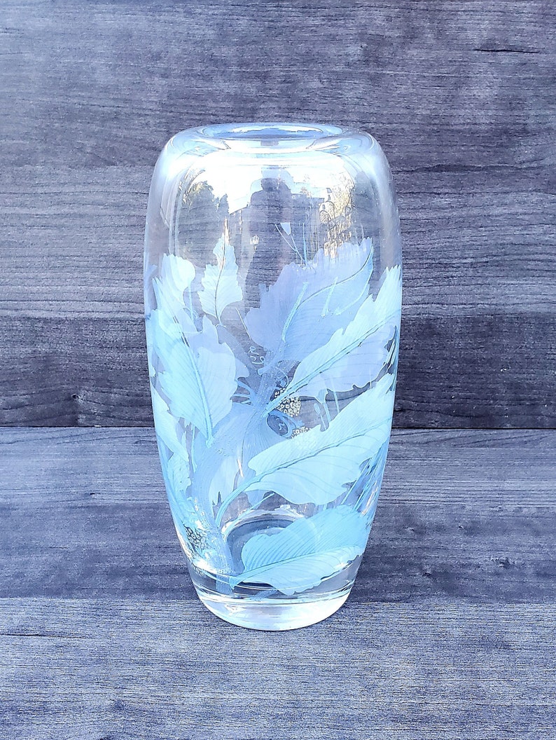 Rosenthal Crystal Vase Studio Linie Floral and Frosted Leaf Etsy
