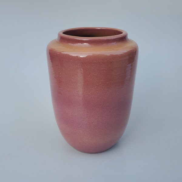 North Dakota School Of Mines Art Pottery Vase - Hand Thrown By Flora Huckfield - Tall NDSM Pottery Vase - Signed + Numbered - 8"