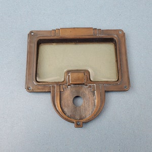 Antique Wooden Radio Face Plate Dial Cover - Rounded Top - Art Deco Design - Copper Finish - Radio Restoration part - 5&quot;