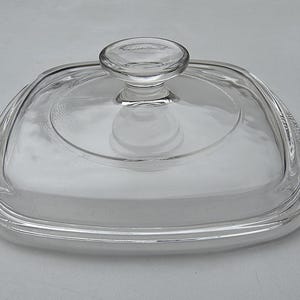 Pyrex A7C Clear Glass Replacement Lid - Rounded Square Design - Corning Ware Casserole Clear Lid - 7"