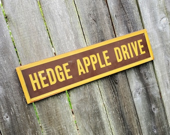 Vintage Hedge Apple Drive Metal Apple Orchard Farm Street Sign - 24" - Double Sided Street Sign - Unique Reflective Lettering