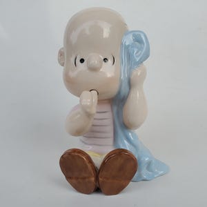 Linus With His Blanket - Ceramic Night Light By Willits Designs - Peanuts Character Table Lamp - 1980's Era - 7"