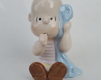 Linus With His Blanket - Ceramic Night Light By Willits Designs - Peanuts Character Table Lamp - 1980's Era - 7"