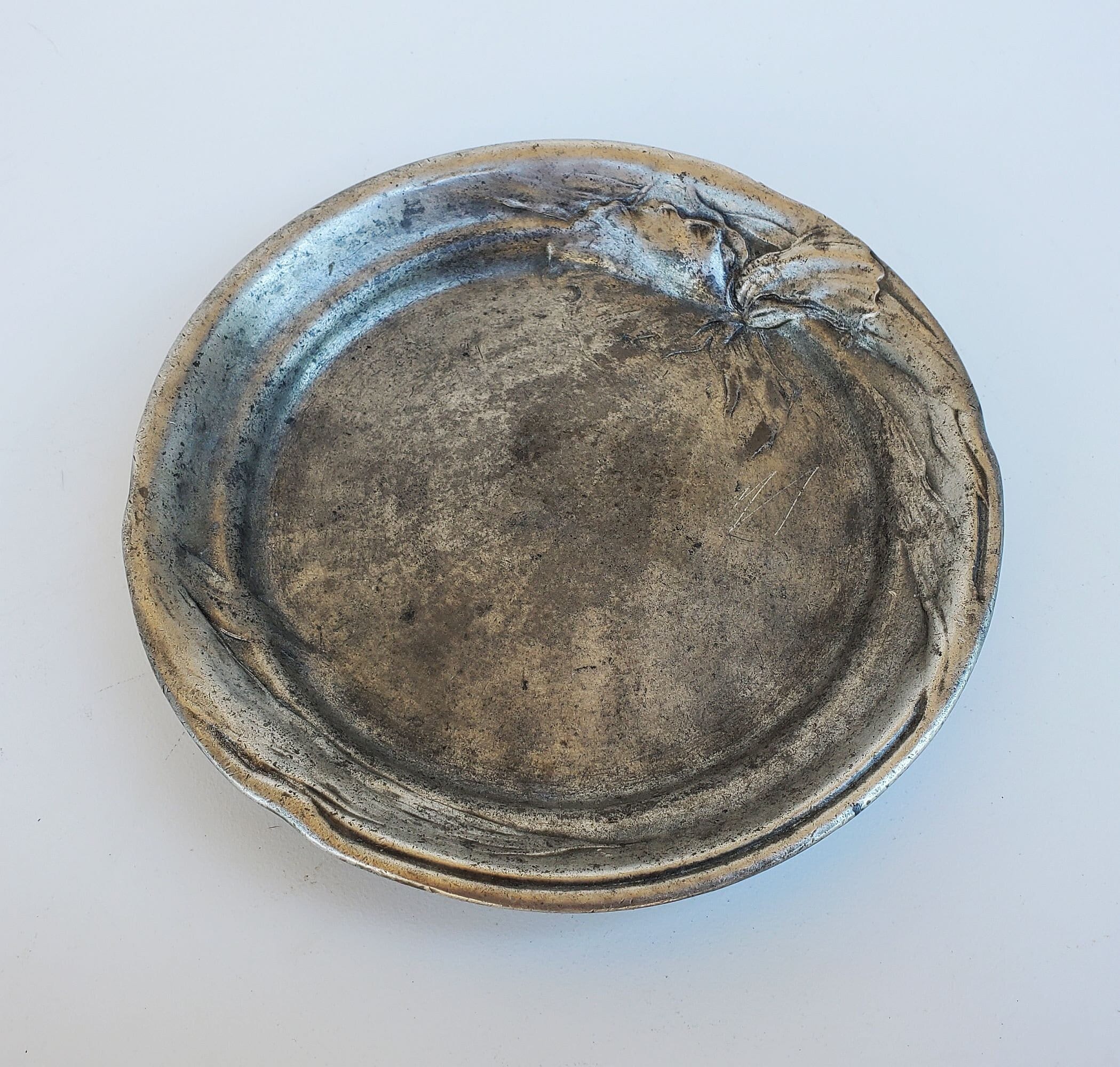 Kayserzinn Pewter Early Art Nouveau Large IRIS Floral Tray